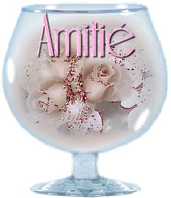 pour toutes mes poulettes que j'aime, voici le verre de l'amitie. on le buvera bientot les filles.